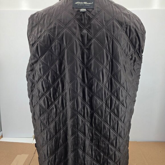 Vtg Men’s Eddie Bauer Leather Coat Jacket Distressed Brown L Quilted Liner Long - Picture 8 of 14